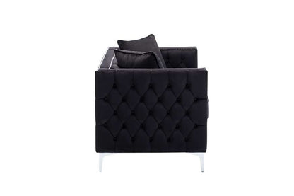 Lilola Home - Lorreto Black Velvet Loveseat - 89714-L veiw 3