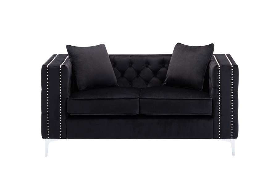 Lilola Home - Lorreto Black Velvet Loveseat - 89714-L veiw 4