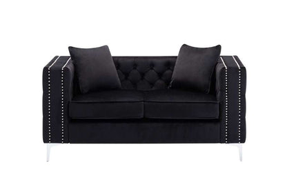 Lilola Home - Lorreto Black Velvet Loveseat - 89714-L veiw 4