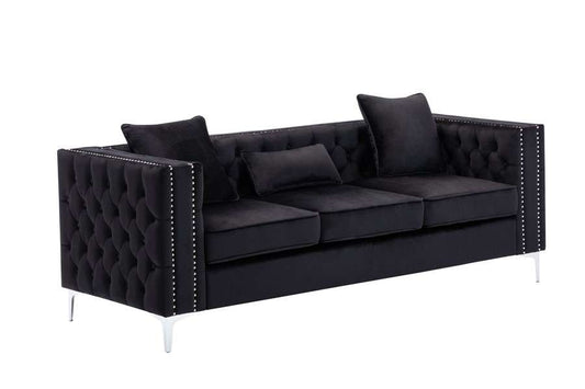 Lilola Home - Lorreto Black Velvet Sofa - 89714-S veiw 1