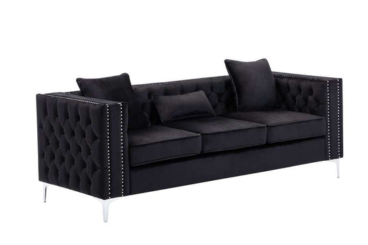 Lilola Home - Lorreto Black Velvet Sofa - 89714-S veiw 2