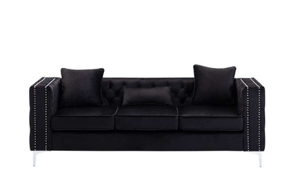 Lilola Home - Lorreto Black Velvet Sofa - 89714-S veiw 4