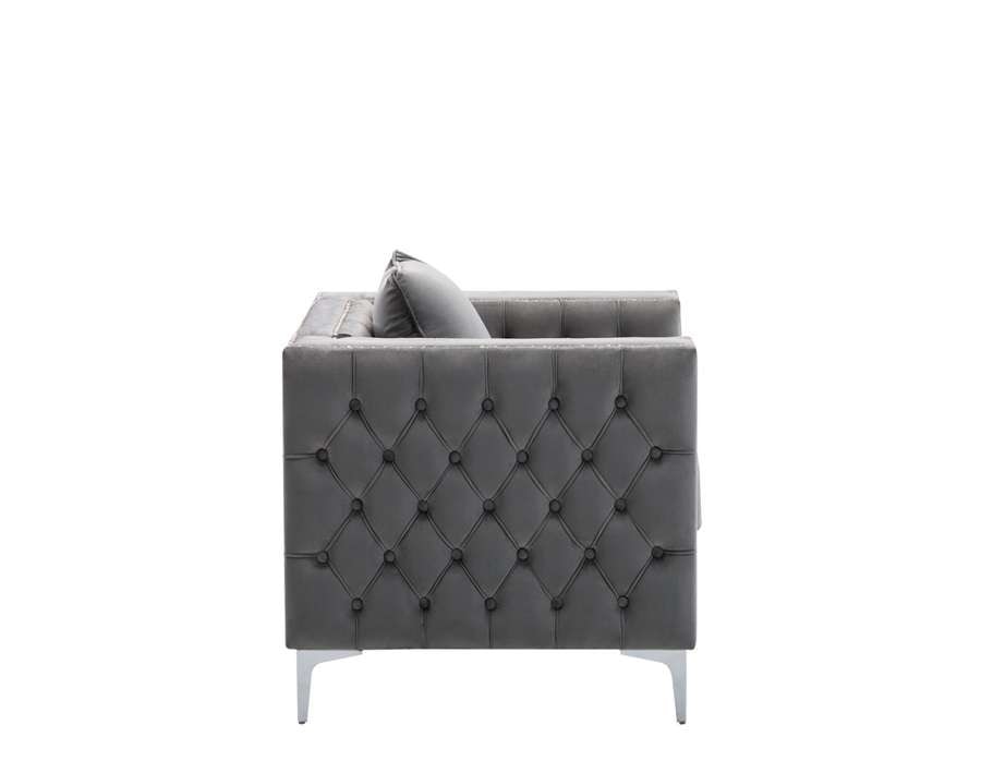 Lilola Home - Lorreto Gray Velvet Chair - 89715-C veiw 3