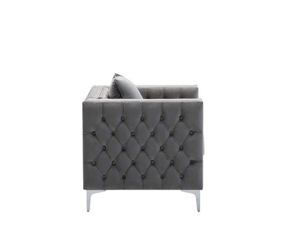 Lilola Home - Lorreto Gray Velvet Chair - 89715-C veiw 3