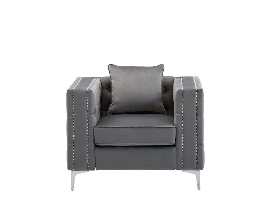 Lilola Home - Lorreto Gray Velvet Chair - 89715-C veiw 4