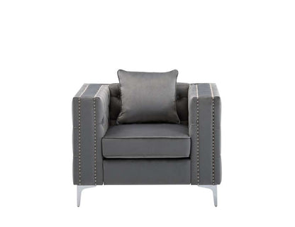 Lilola Home - Lorreto Gray Velvet Chair - 89715-C veiw 4
