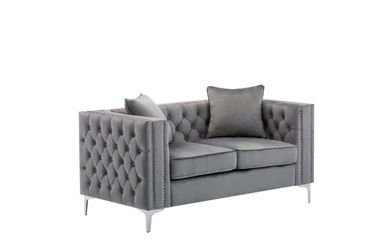 Lilola Home - Lorreto Gray Velvet Loveseat - 89715-L veiw 1