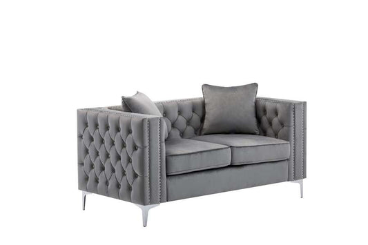 Lilola Home - Lorreto Gray Velvet Loveseat - 89715-L veiw 2