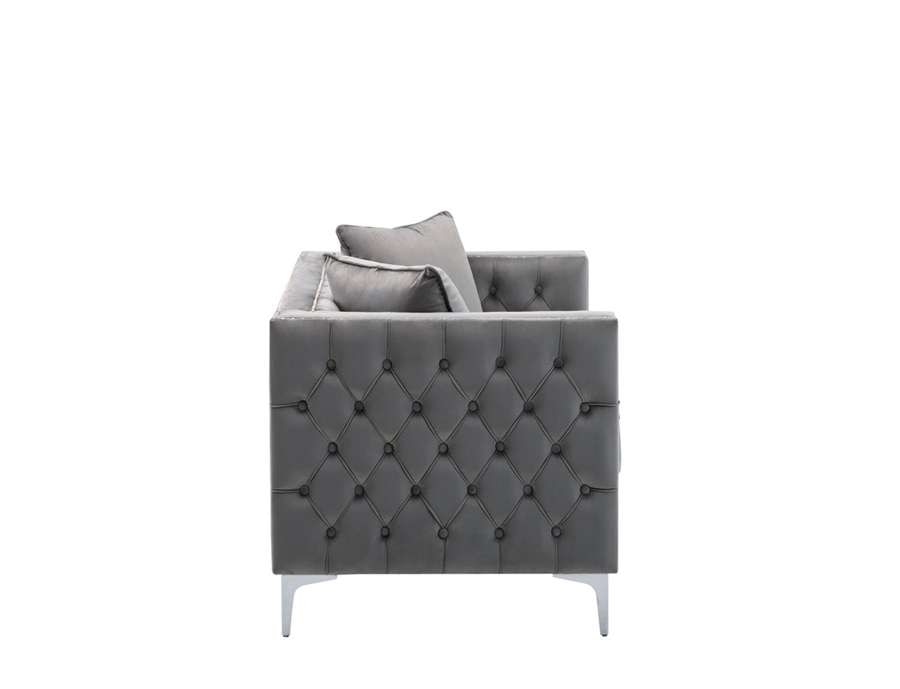 Lilola Home - Lorreto Gray Velvet Loveseat - 89715-L veiw 3
