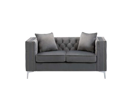 Lilola Home - Lorreto Gray Velvet Loveseat - 89715-L veiw 4