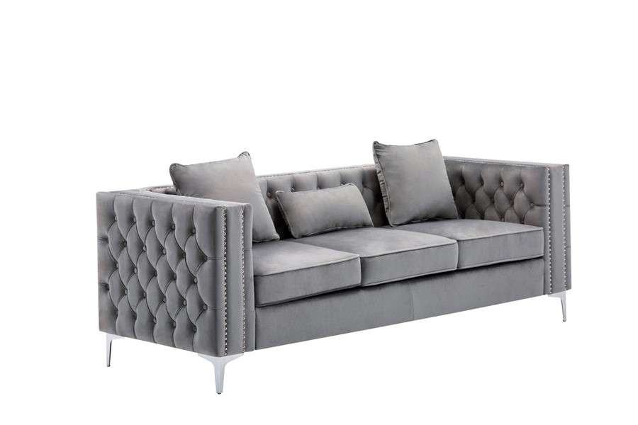 Lilola Home - Lorreto Gray Velvet Sofa - 89715-S veiw 1