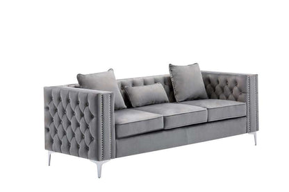 Lilola Home - Lorreto Gray Velvet Sofa - 89715-S veiw 2