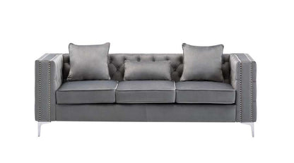 Lilola Home - Lorreto Gray Velvet Sofa - 89715-S veiw 4