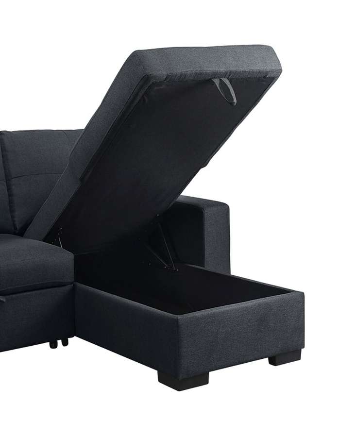 Lilola Home - Lucas Dark Gray Linen Sleeper Sectional Sofa with Reversible Storage Chaise - 81394 veiw 3