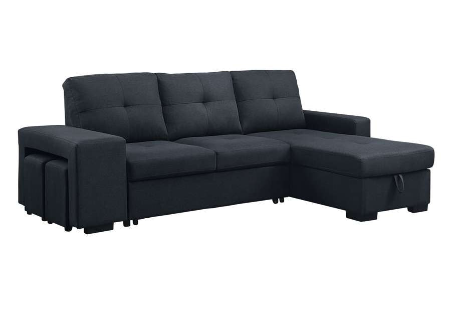 Lilola Home - Lucas Dark Gray Linen Sleeper Sectional Sofa with Reversible Storage Chaise - 81394 veiw 5