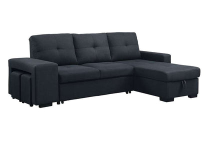 Lilola Home - Lucas Dark Gray Linen Sleeper Sectional Sofa with Reversible Storage Chaise - 81394 veiw 5