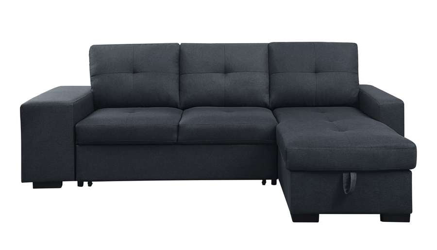 Lilola Home - Lucas Dark Gray Linen Sleeper Sectional Sofa with Reversible Storage Chaise - 81394 veiw 6