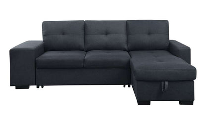Lilola Home - Lucas Dark Gray Linen Sleeper Sectional Sofa with Reversible Storage Chaise - 81394 veiw 6