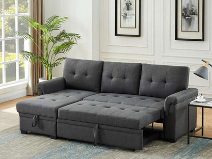 Lilola Home - Lucca Dark Gray Linen Reversible Sleeper Sectional Sofa with Storage Chaise - 81342 veiw 2