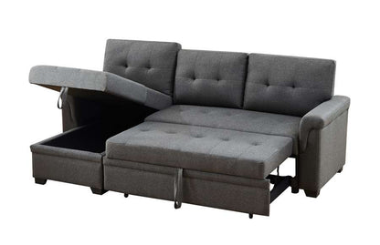 Lilola Home - Lucca Dark Gray Linen Reversible Sleeper Sectional Sofa with Storage Chaise - 81342 veiw 3