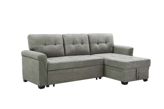 Lilola Home - Lucca Light Gray Fabric Reversible Sectional Sleeper Sofa Chaise with Storage - 89144 veiw 1