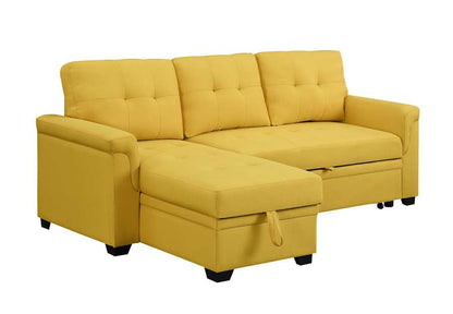 Lilola Home - Lucca Yellow Linen Reversible Sleeper Sectional Sofa with Storage Chaise - 81340YW veiw 2