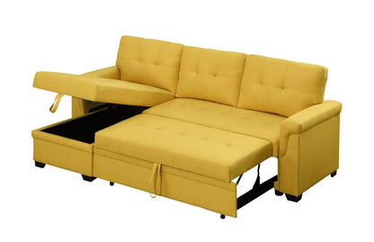 Lilola Home - Lucca Yellow Linen Reversible Sleeper Sectional Sofa with Storage Chaise - 81340YW veiw 3
