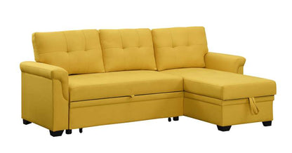 Lilola Home - Lucca Yellow Linen Reversible Sleeper Sectional Sofa with Storage Chaise - 81340YW veiw 4