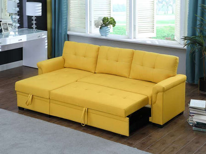 Lilola Home - Lucca Yellow Linen Reversible Sleeper Sectional Sofa with Storage Chaise - 81340YW veiw 5