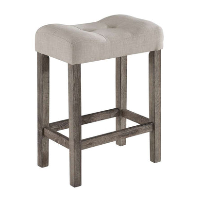 Lilola Home - Lucian Brown 5 Piece Counter Height 36in Pub Table Set with Tufted Creamy White Linen Stools - 30012 veiw 2