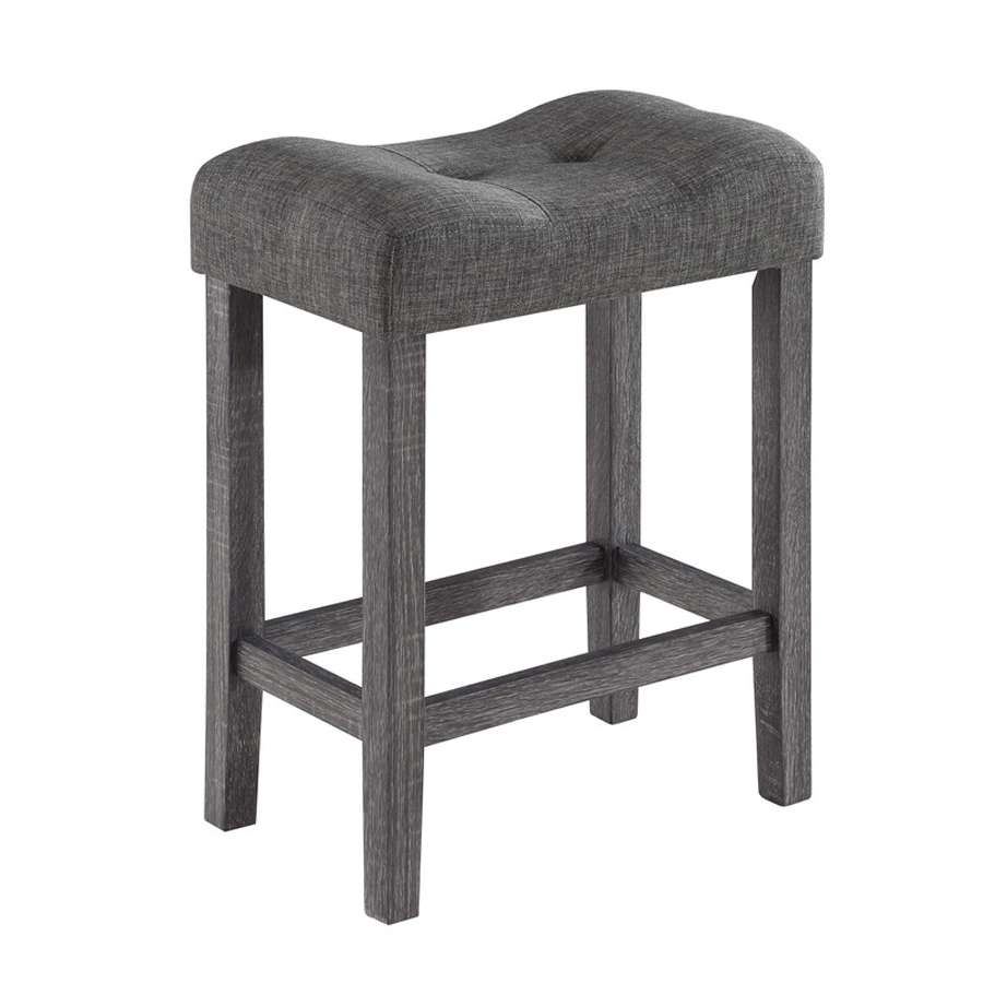 Lilola Home - Lucian Gray 5 Piece Counter Height 36in Pub Table Set with Tufted Gray Linen Stools - 30013 veiw 2