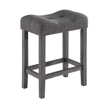 Lilola Home - Lucian Gray 5 Piece Counter Height 36in Pub Table Set with Tufted Gray Linen Stools - 30013 veiw 2