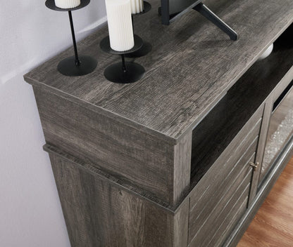 Lilola Home - Lucifer 70"W Gray Walnut Finish TV Stand Console with Fireplace and Heater - 97038