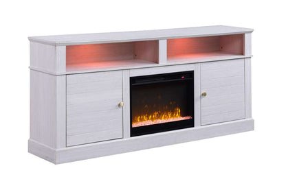 Lilola Home - Lucifer 70inW White Walnut Finish TV Stand Console with Fireplace - 97031 veiw 1