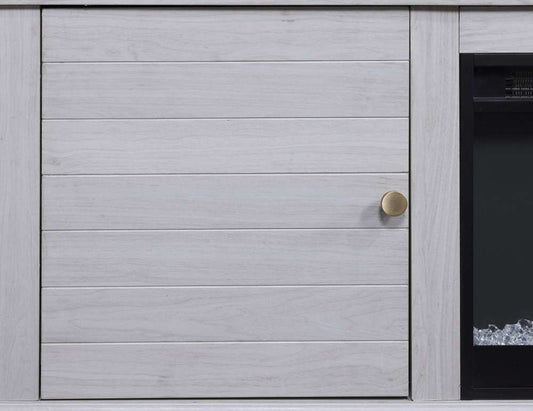 Lilola Home - Lucifer 70inW White Walnut Finish TV Stand Console with Fireplace - 97031 veiw 2