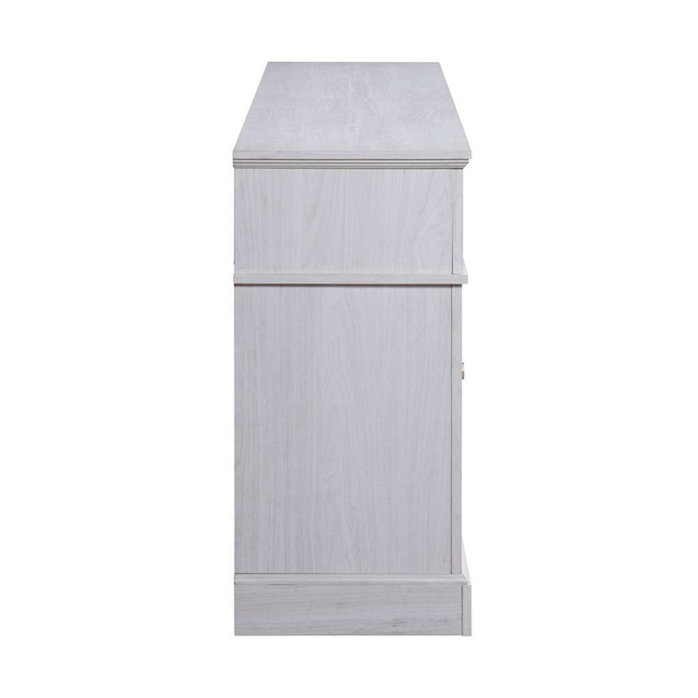 Lilola Home - Lucifer 70inW White Walnut Finish TV Stand Console with Fireplace - 97031 veiw 4