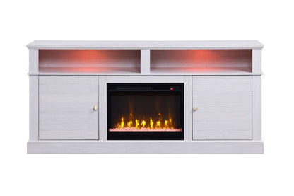 Lilola Home - Lucifer 70inW White Walnut Finish TV Stand Console with Fireplace - 97031 veiw 5