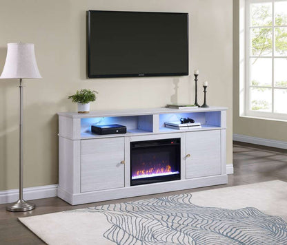 Lilola Home - Lucifer 70inW White Walnut Finish TV Stand Console with Fireplace - 97031 veiw 6