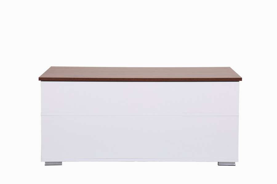 Lilola Home - Luna White Coffee Table with Brown Walnut Finish Lift Top, 2 Drawers, and 2 Shelves - 98877 veiw 2