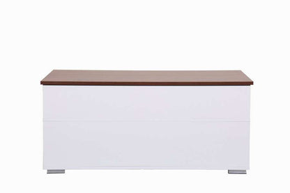 Lilola Home - Luna White Coffee Table with Brown Walnut Finish Lift Top, 2 Drawers, and 2 Shelves - 98877 veiw 2