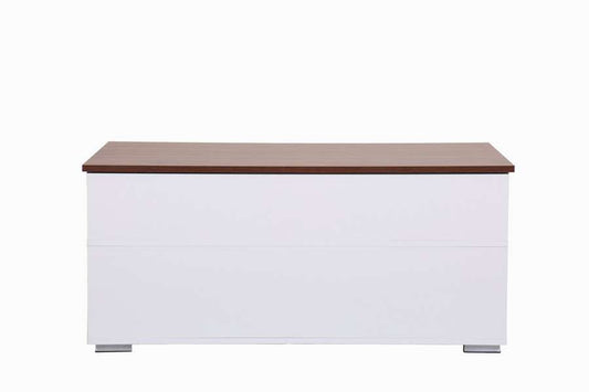 Lilola Home - Luna White Coffee Table with Brown Walnut Finish Lift Top, 2 Drawers, and 2 Shelves - 98877 veiw 2