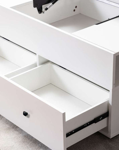 Lilola Home - Luna White Coffee Table with Brown Walnut Finish Lift Top, 2 Drawers, and 2 Shelves - 98877 veiw 3