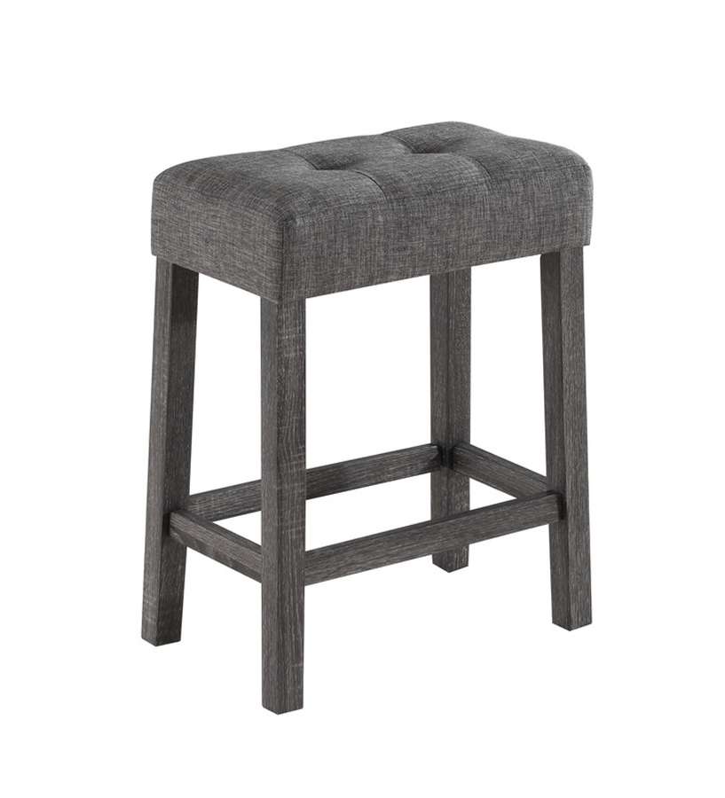 Lilola Home - Lux Gray 3 Piece Counter Height 36in Pub Table Set with Tufted Gray Linen Stools - 30011 veiw 3