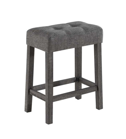 Lilola Home - Lux Gray 3 Piece Counter Height 36in Pub Table Set with Tufted Gray Linen Stools - 30011 veiw 3