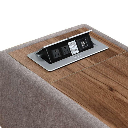Lilola Home - Madison Light Gray Fabric Sectional Loveseat Ottoman with USB Storage Console Table - 81400-2 veiw 3
