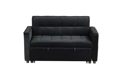 Lilola Home - Maeve 53.5inW Black Velvet Convertible Sleeper Loveseat with Tufting and Side Pocket - 81418 veiw 7