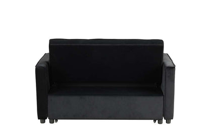 Lilola Home - Maeve 53.5inW Black Velvet Convertible Sleeper Loveseat with Tufting and Side Pocket - 81418 veiw 8