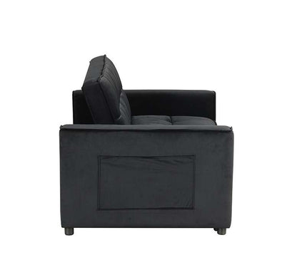 Lilola Home - Maeve 53.5inW Black Velvet Convertible Sleeper Loveseat with Tufting and Side Pocket - 81418 veiw 9