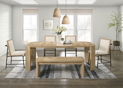 Lilola Home - Magnus 6 Piece Oak Finish 84inW Extendable Rectangular Dining Table Set with Dining Bench-30035-SET2 veiw 1
