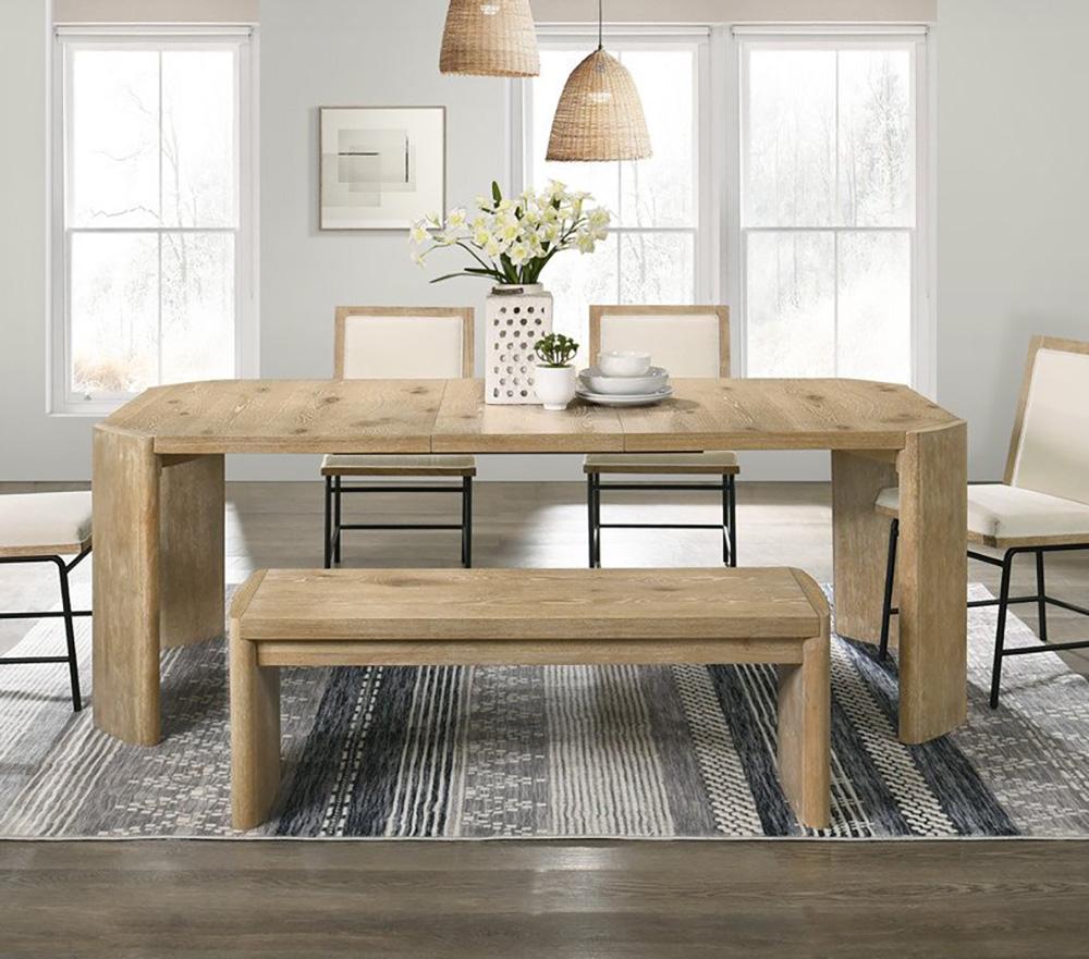 Lilola Home - Magnus Wooden Oak Finish 50.5inW Dining Bench-30035-BENCH veiw 2